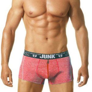 Junk UnderJeans Sweat Zip Fly Boxer Brief Underwear Red - MB20010